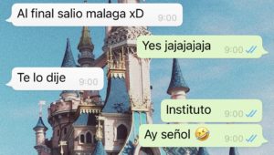 Imagen de la conversación con mi pareja donde hablábamos del primer destino: INSTITUTO.